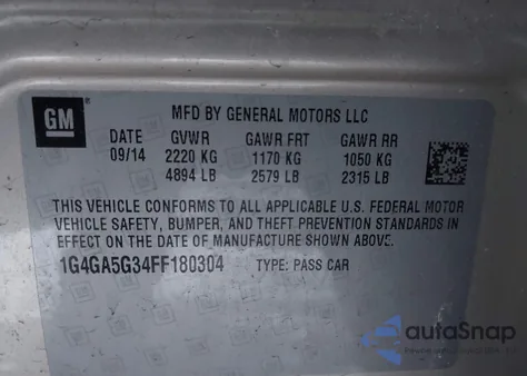 2015 Buick Lacrosse z USA, uszkodzony, nr VIN 1G4GA5G34FF180304